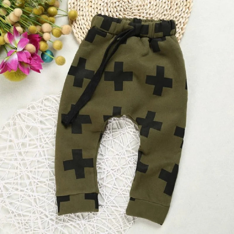 2019 Fashion Baby Boys Clothes Kids Casual Pants Children Long Cross Trouser Boy Harem Panties 100% Cotton Leggings Army Green