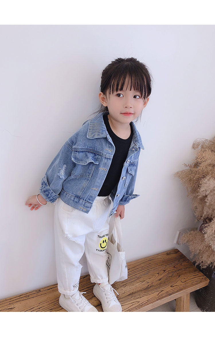 2-7 years Girls Denim Jackets Toddler Kids Baby Girl Coat Spring Autumn Clothes Children Cartoon Floral Jacket Coat Outwear