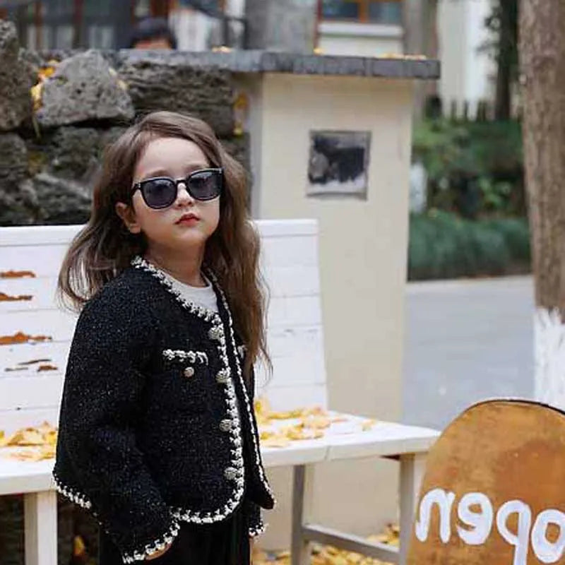 Baby Girls' Outerwear Jacket Top for Autumn Winter New Korean British Style temperament Short Cardigan for Children's Clothing