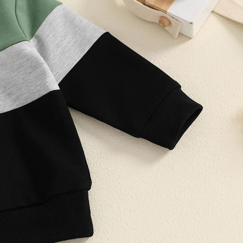 2024-05-27 Lioraitiin Toddler Boy Pants Set Long Sleeve Round Neck Sweatshirt Drawstring Long Pants Contrast Color Outfits