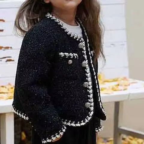 Baby Girls' Outerwear Jacket Top for Autumn Winter New Korean British Style temperament Short Cardigan for Children's Clothing