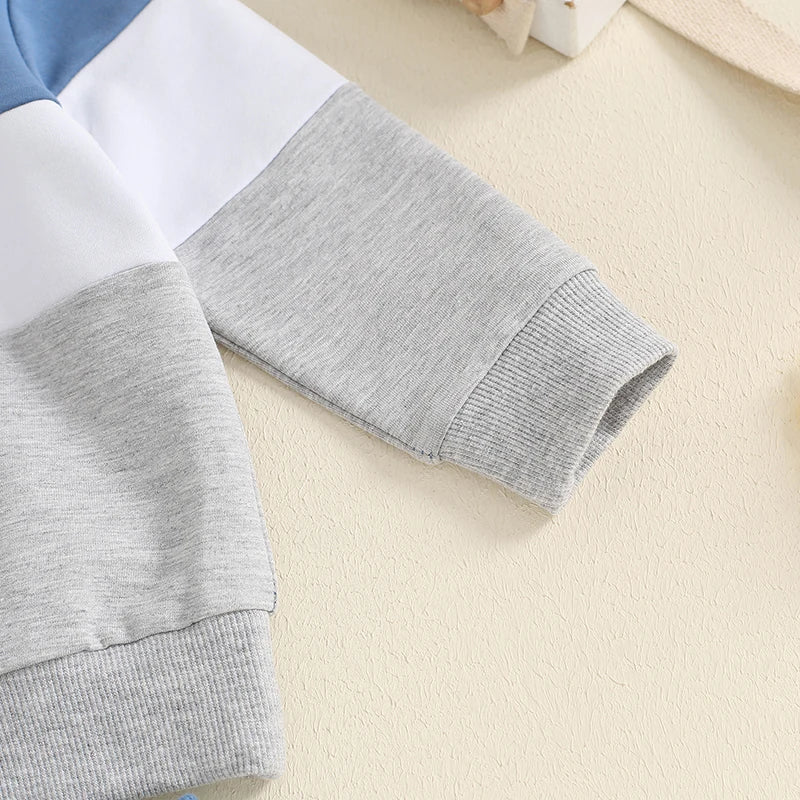 2024-05-27 Lioraitiin Toddler Boy Pants Set Long Sleeve Round Neck Sweatshirt Drawstring Long Pants Contrast Color Outfits