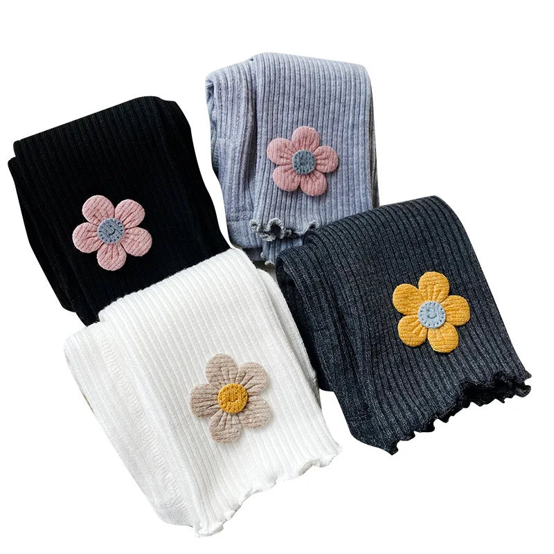Baby Girl Leggings Pants Autumn Baby Pantyhose Child Toddler Pant Flower Cotton Knitting Trousers For Kid Infant Legging Spring
