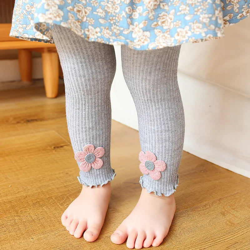 Baby Girl Leggings Pants Autumn Baby Pantyhose Child Toddler Pant Flower Cotton Knitting Trousers For Kid Infant Legging Spring