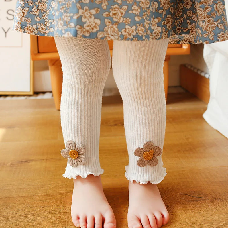 Baby Girl Leggings Pants Autumn Baby Pantyhose Child Toddler Pant Flower Cotton Knitting Trousers For Kid Infant Legging Spring