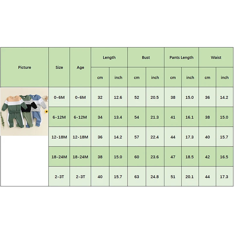 2024-05-27 Lioraitiin Toddler Boy Pants Set Long Sleeve Round Neck Sweatshirt Drawstring Long Pants Contrast Color Outfits