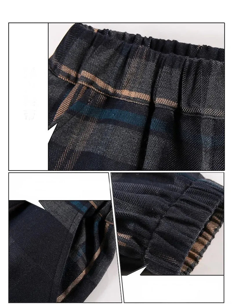 Boys Casual Plaid Pants Spring Autumn Girls Drawstring Kids Trend Trousers Fashion Teen Sport Thin Pants 4-12 Years