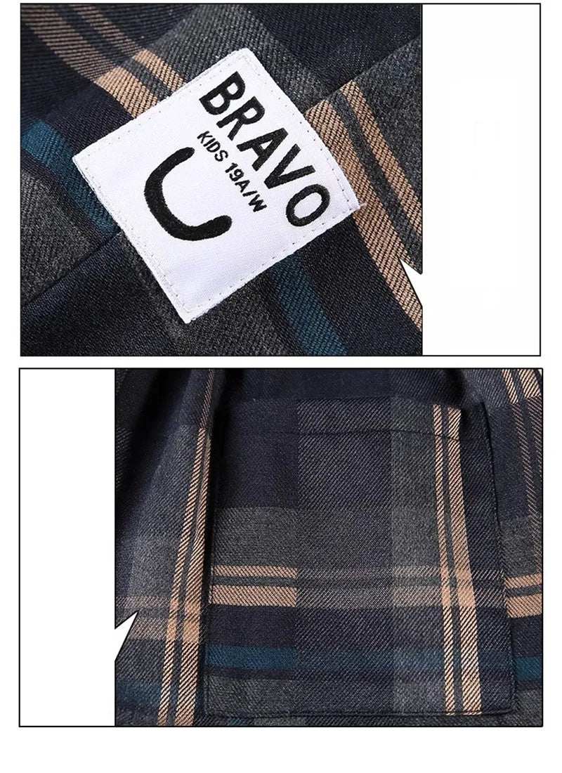 Boys Casual Plaid Pants Spring Autumn Girls Drawstring Kids Trend Trousers Fashion Teen Sport Thin Pants 4-12 Years