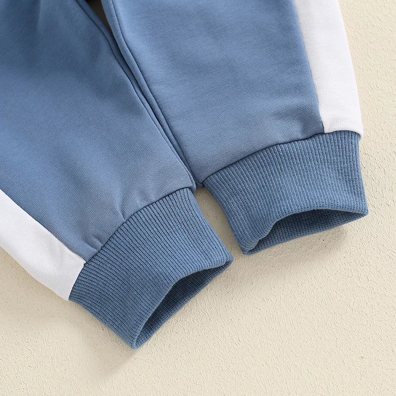 2024-05-27 Lioraitiin Toddler Boy Pants Set Long Sleeve Round Neck Sweatshirt Drawstring Long Pants Contrast Color Outfits