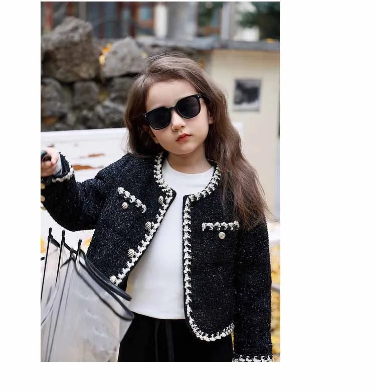 Baby Girls' Outerwear Jacket Top for Autumn Winter New Korean British Style temperament Short Cardigan for Children's Clothing
