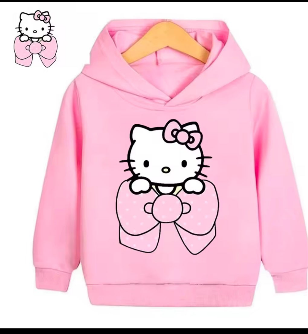 Sweats à capuche Hello Kitty pour enfants, sweats à capuche confortables pour filles, vêtements de loisirs en plein air, automne et hiver