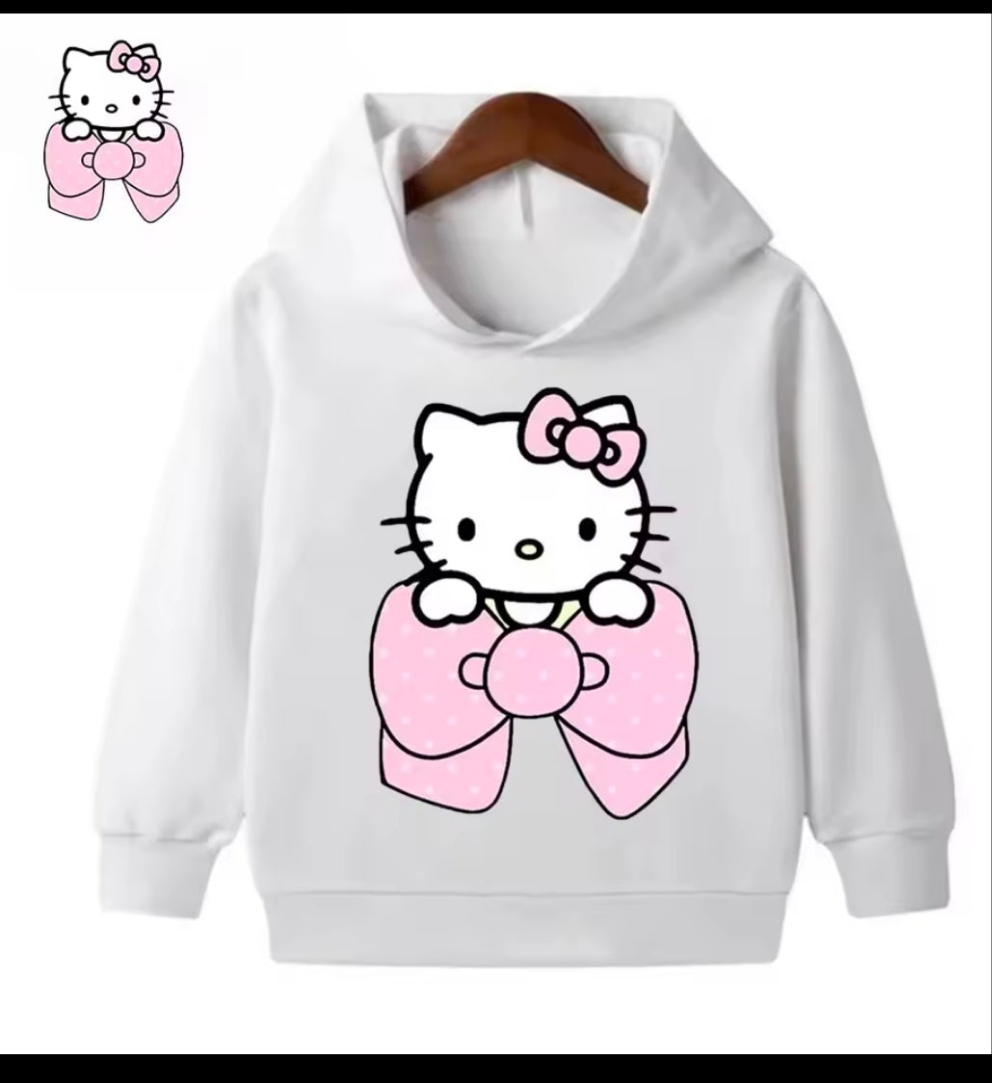 Sweats à capuche Hello Kitty pour enfants, sweats à capuche confortables pour filles, vêtements de loisirs en plein air, automne et hiver