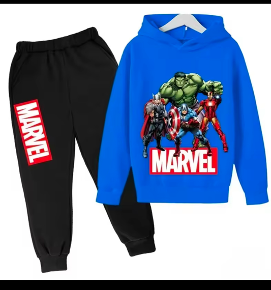 Survêtement décontracté Marvel Smile Hero pour enfants, sweat à capuche et pantalon, sweat-shirt pour garçon et fille, vêtements printemps et automne