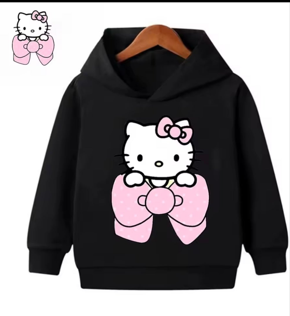 Sweats à capuche Hello Kitty pour enfants, sweats à capuche confortables pour filles, vêtements de loisirs en plein air, automne et hiver