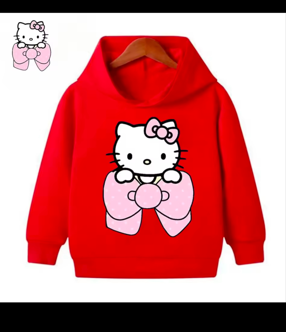 Sweats à capuche Hello Kitty pour enfants, sweats à capuche confortables pour filles, vêtements de loisirs en plein air, automne et hiver