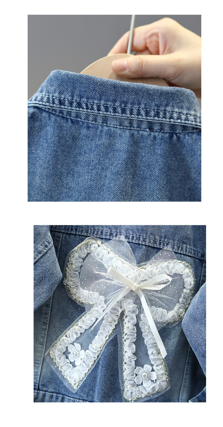 2-7 years Girls Denim Jackets Toddler Kids Baby Girl Coat Spring Autumn Clothes Children Cartoon Floral Jacket Coat Outwear