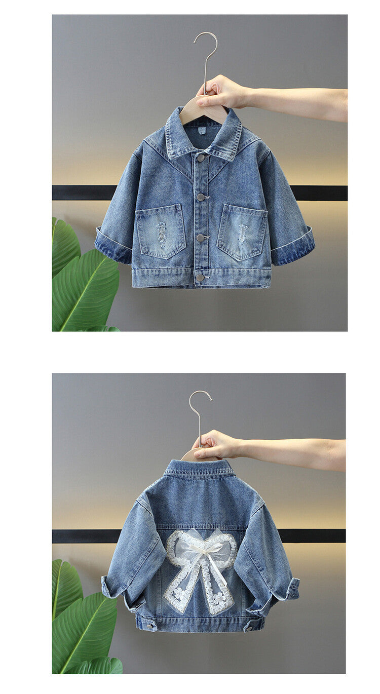 2-7 years Girls Denim Jackets Toddler Kids Baby Girl Coat Spring Autumn Clothes Children Cartoon Floral Jacket Coat Outwear
