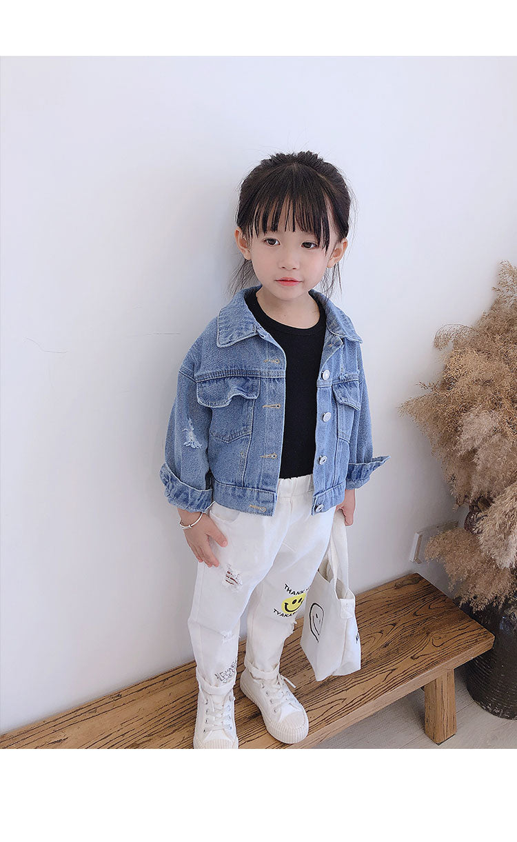 2-7 years Girls Denim Jackets Toddler Kids Baby Girl Coat Spring Autumn Clothes Children Cartoon Floral Jacket Coat Outwear