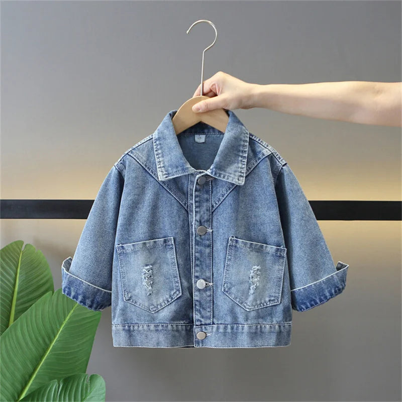 2-7 years Girls Denim Jackets Toddler Kids Baby Girl Coat Spring Autumn Clothes Children Cartoon Floral Jacket Coat Outwear