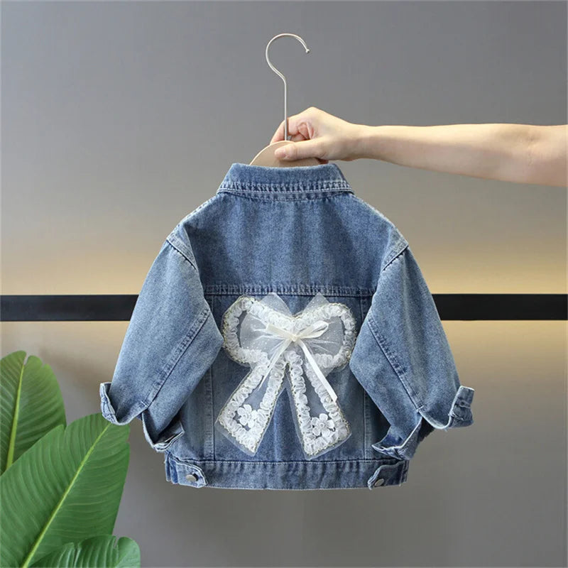 2-7 years Girls Denim Jackets Toddler Kids Baby Girl Coat Spring Autumn Clothes Children Cartoon Floral Jacket Coat Outwear
