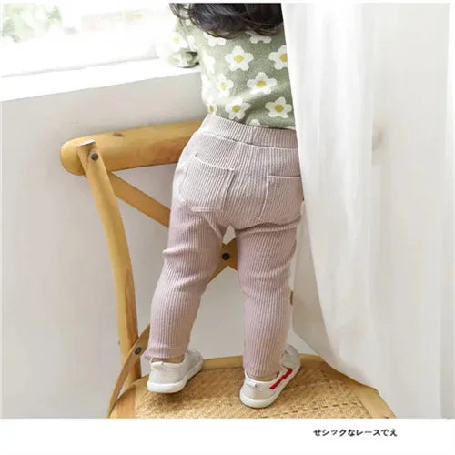 1-6Years Cotton Big PP Pants Spring Autumn Baby Girls Leggings Casual Kids Fashion Solid Long Trousers Children's Pants 2024 New