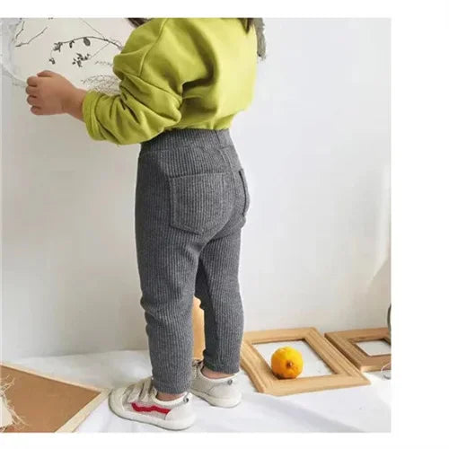 1-6Years Cotton Big PP Pants Spring Autumn Baby Girls Leggings Casual Kids Fashion Solid Long Trousers Children's Pants 2024 New