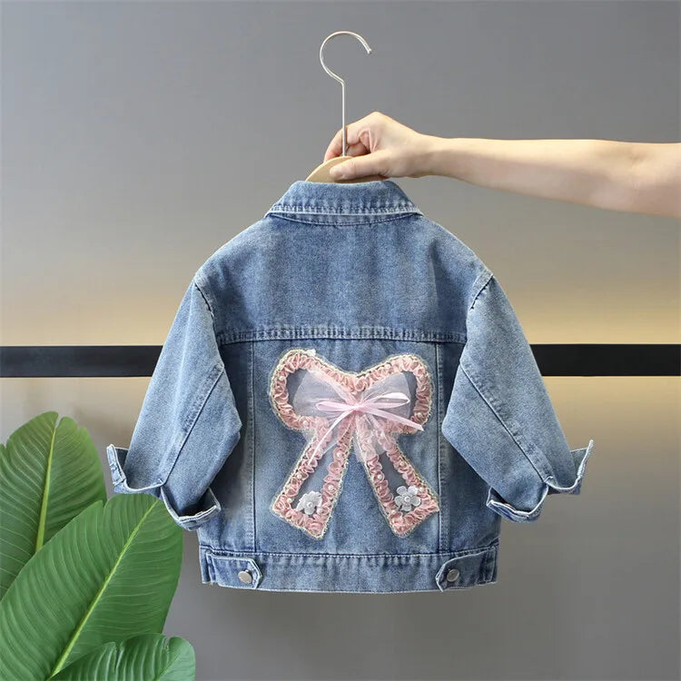 2-7 years Girls Denim Jackets Toddler Kids Baby Girl Coat Spring Autumn Clothes Children Cartoon Floral Jacket Coat Outwear