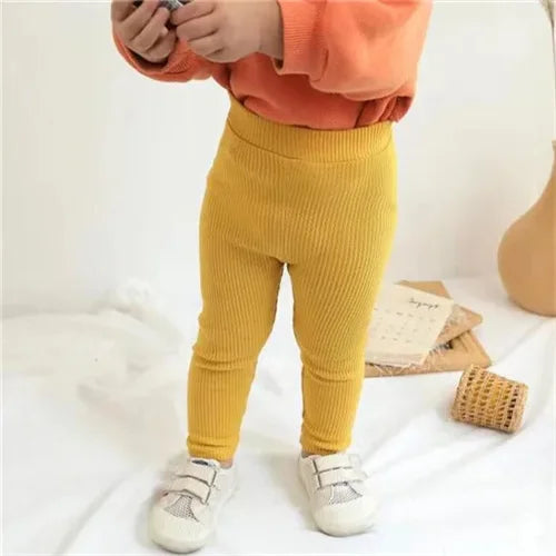 1-6Years Cotton Big PP Pants Spring Autumn Baby Girls Leggings Casual Kids Fashion Solid Long Trousers Children's Pants 2024 New