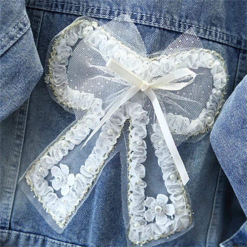 2-7 years Girls Denim Jackets Toddler Kids Baby Girl Coat Spring Autumn Clothes Children Cartoon Floral Jacket Coat Outwear
