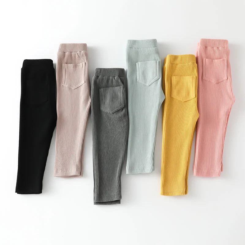 1-6Years Cotton Big PP Pants Spring Autumn Baby Girls Leggings Casual Kids Fashion Solid Long Trousers Children's Pants 2024 New